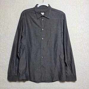 Helmut Lang Mens Charcoal Gray Button Down Dress Shirt Made in Italy Size 41/16
